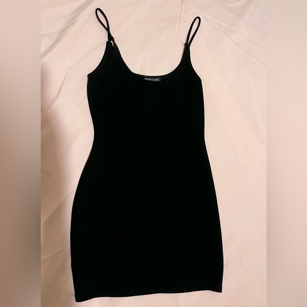 Plain black mini dress